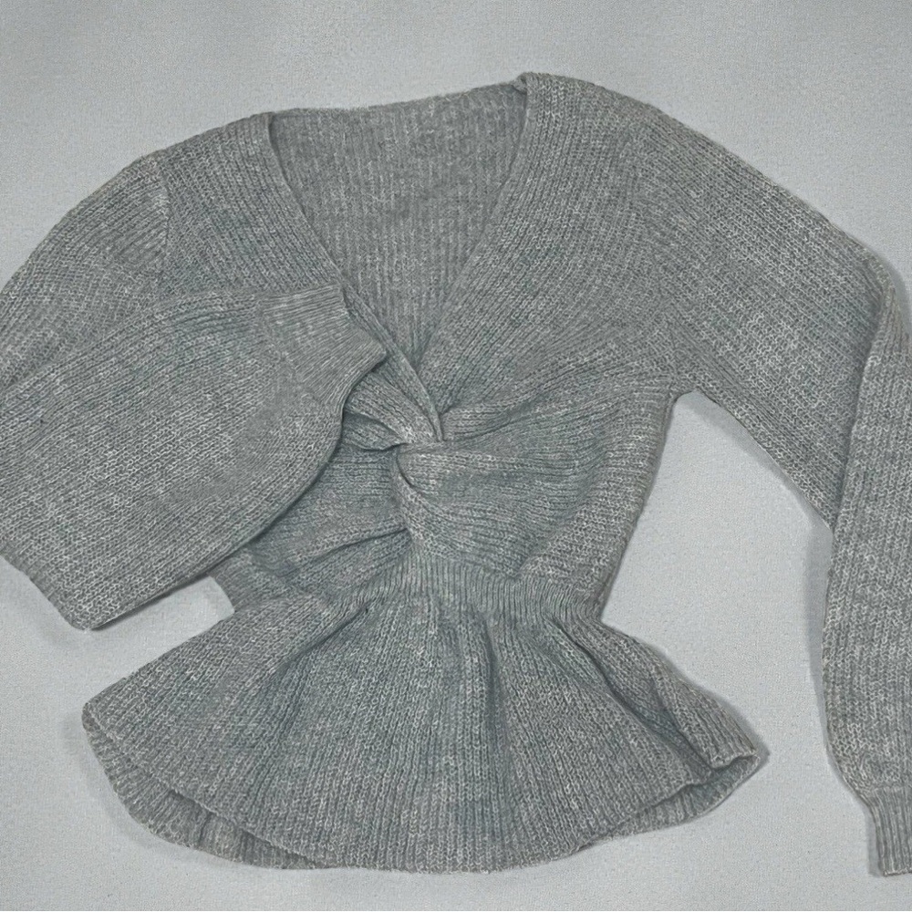 Gray Knotted Sweater Top